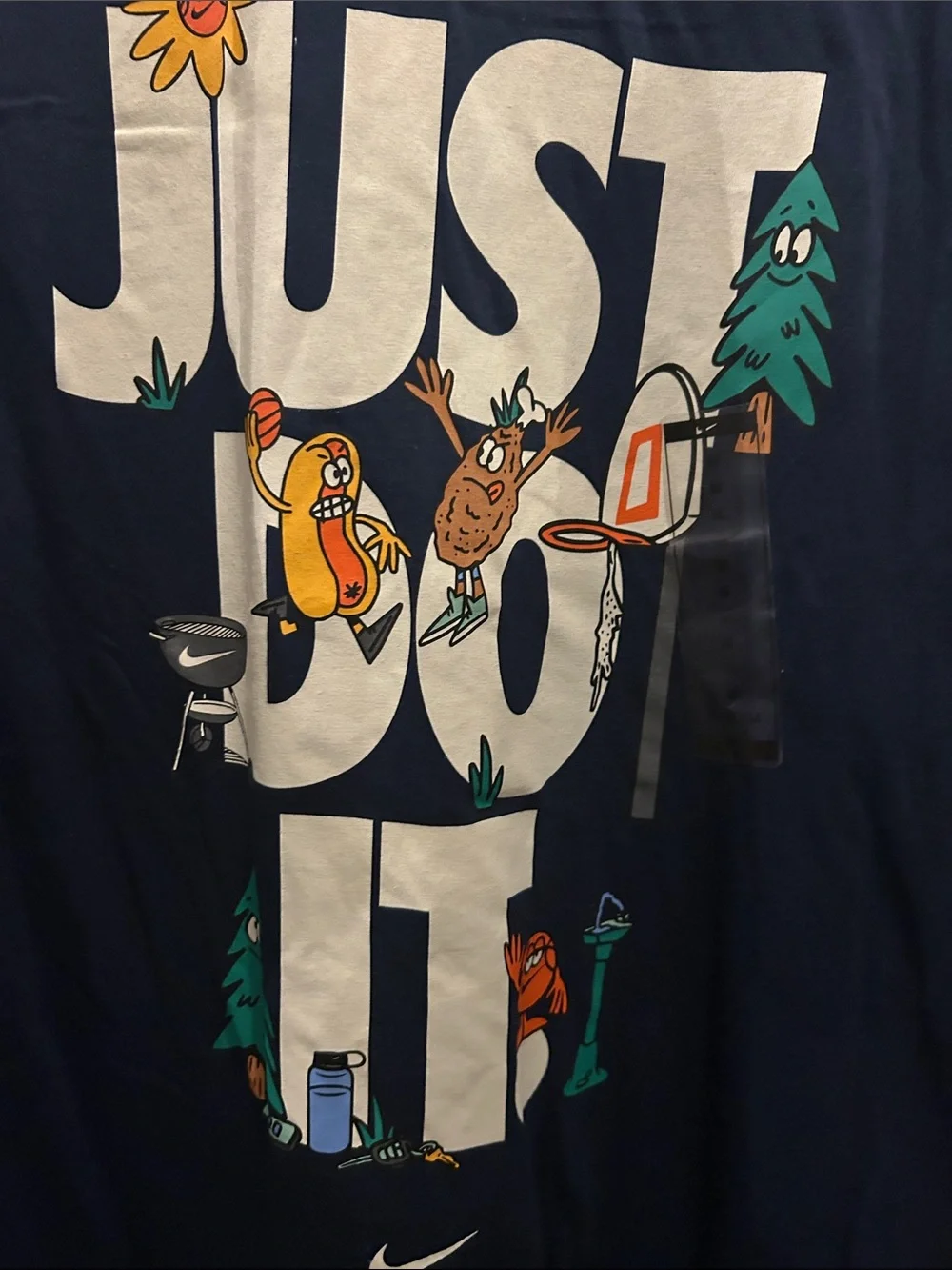 Nike Men’s Navy Graphic 'JUST DO IT' Tee with Multicolor Outdoor Icons
